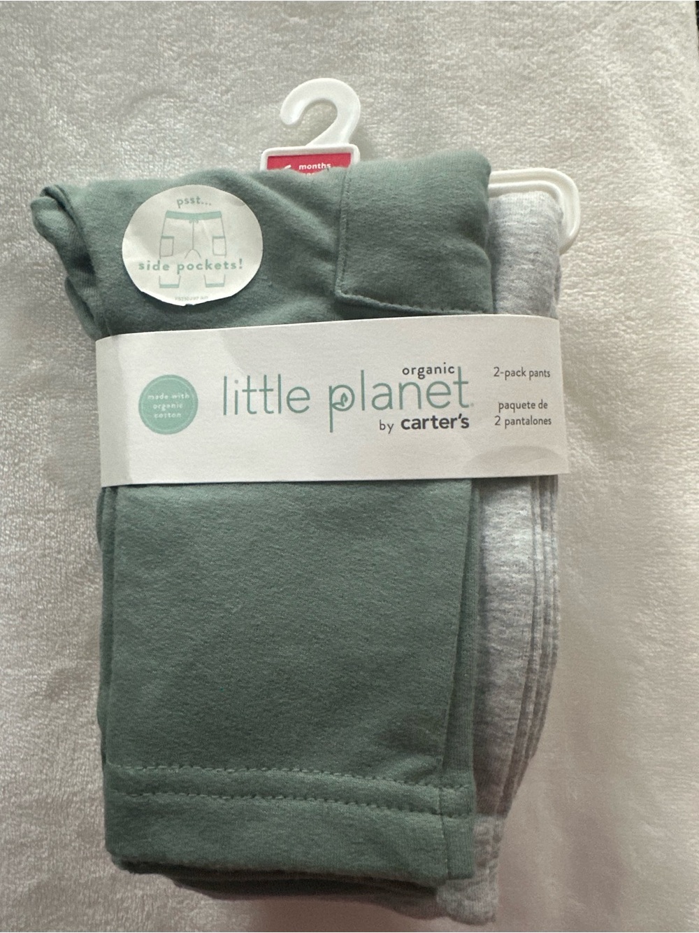 Carter's Little Planet 2-Pack Pants in Sage Green & Heather Gray